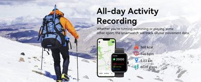 Smart Watch with Alexa Built-in, 1.83" HD Touchscreen 24/7 Health Monitor, IP68 Waterproof (Black) - TiDealz