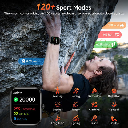 Smart Watch with Alexa Built-in, 1.83" HD Touchscreen 24/7 Health Monitor, IP68 Waterproof (Black) - TiDealz