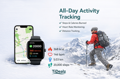 Smartwatch Alexa Built-in Bluetooth Call 1.83'' HD Fitness Tracker 120+ Sports Modes IP68 Black | TiDealz TiDealz