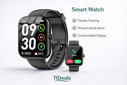 Smartwatch Alexa Built-in Bluetooth Call 1.83'' HD Fitness Tracker 120+ Sports Modes IP68 Black | TiDealz TiDealz