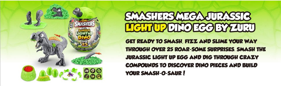 Smashers Mega Jurassic Light Up Dino Egg (Spinosaurus) – Collectible Dinosaur Toy with 25+ Surprises - TiDealz