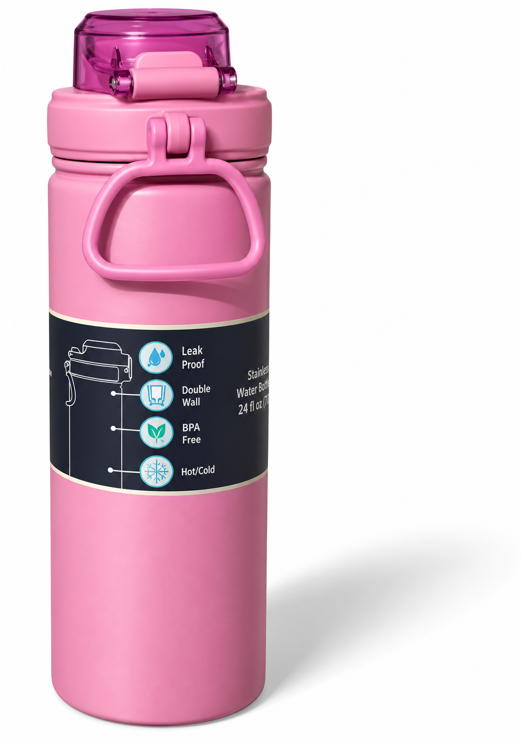 24 oz Insulated Stainless Steel Water Bottle with Straw