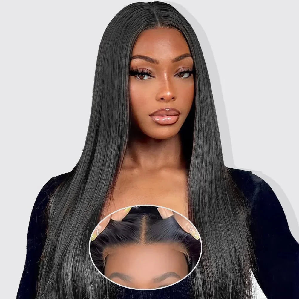22 Inches 5x5 glueless lace closure wig, 200% density, Brazilian virgin hair, adjustable cap, pre-plucked, baby hair. Quick and natural application. - TiDealz