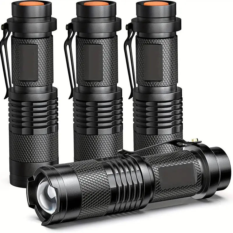 Tactical LED Flashlight – Zoomable Beam, 3 Modes (Low/High/Strobe), Aluminum Alloy Compact Flashlight with Belt Clip