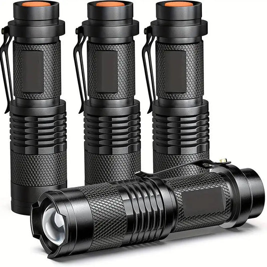 Tactical LED Flashlight – Zoomable Beam, 3 Modes (Low/High/Strobe), Aluminum Alloy Compact Flashlight with Belt Clip