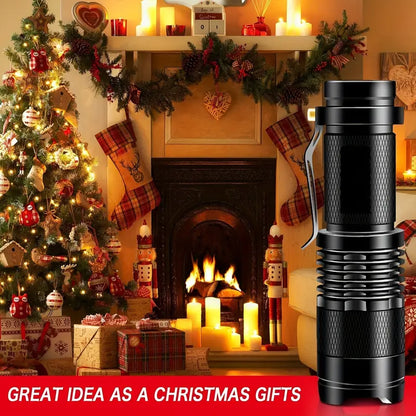 Tactical LED Flashlight – Zoomable Beam, 3 Modes (Low/High/Strobe), Aluminum Alloy Compact Flashlight with Belt Clip