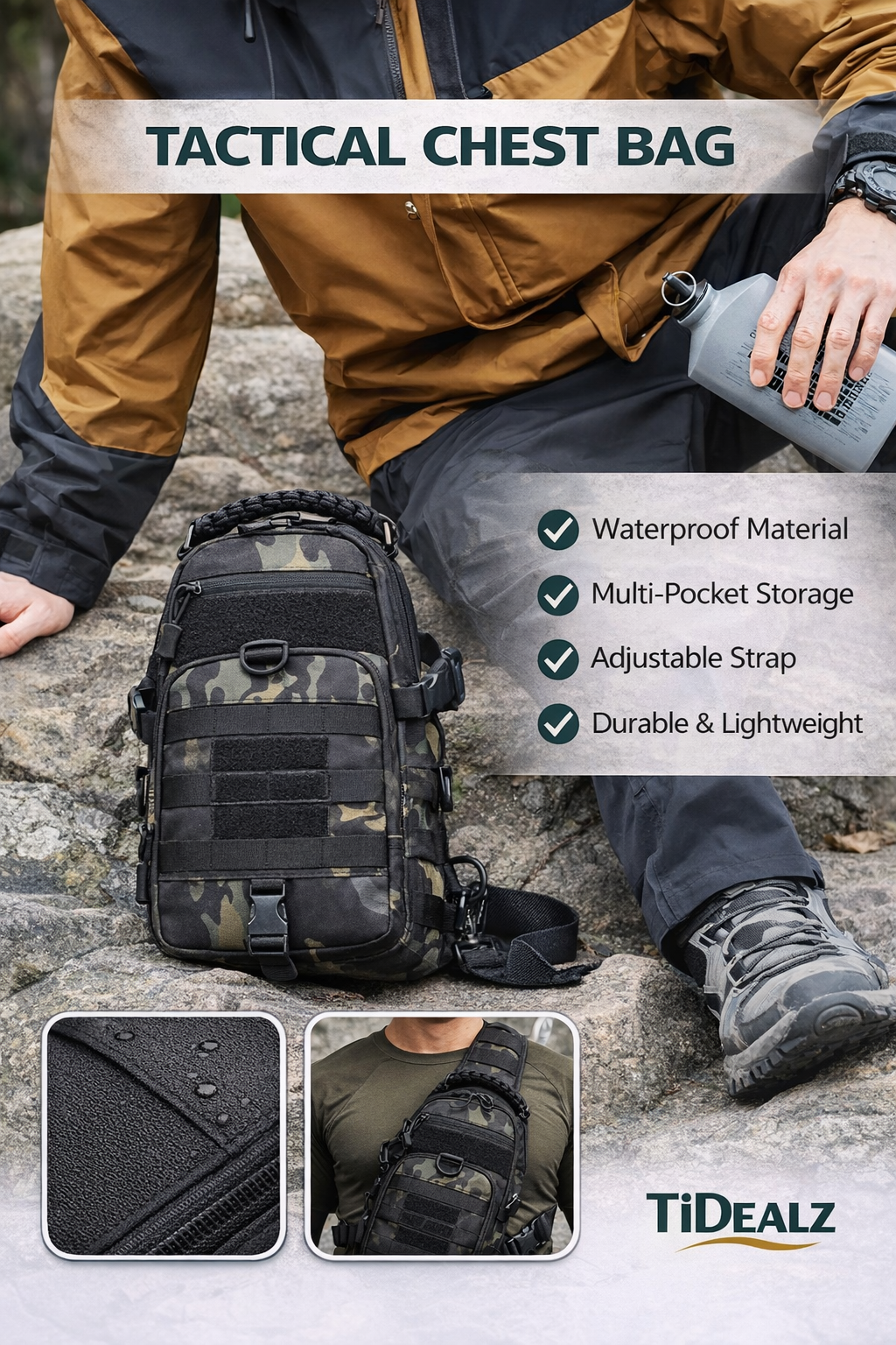 Multi-Functional Outdoor SportMulti-Functional Sports Chest Bag – Tactical Crossbody Sling Bag for Running, Hiking & Travel | TiDealzs TiDealz