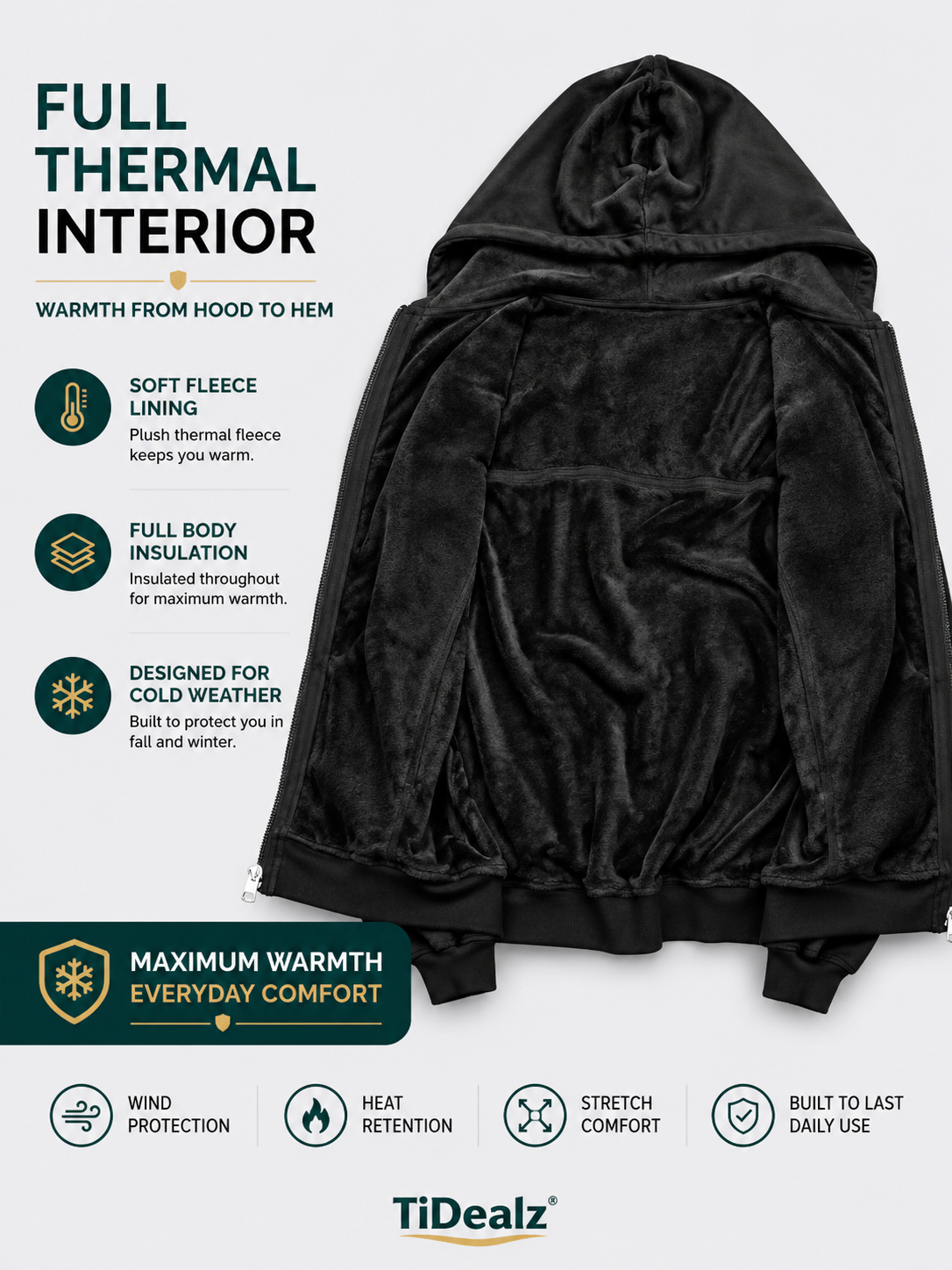 Men's Thermal Security Hooded Jacket Winter Workwear Coat | TiDealz