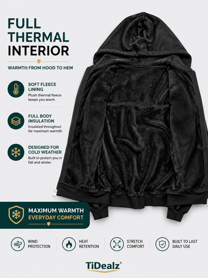 Men's Thermal Security Hooded Jacket Winter Workwear Coat | TiDealz
