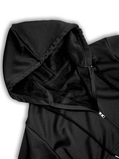 Thermal Hooded Jacket for men – Extreme Cold Weather Winter Coat with SECURITY Print, Thick Insulated Hoodie for Running, Hiking, Cycling, Outdoor Work (Black) - TiDealz