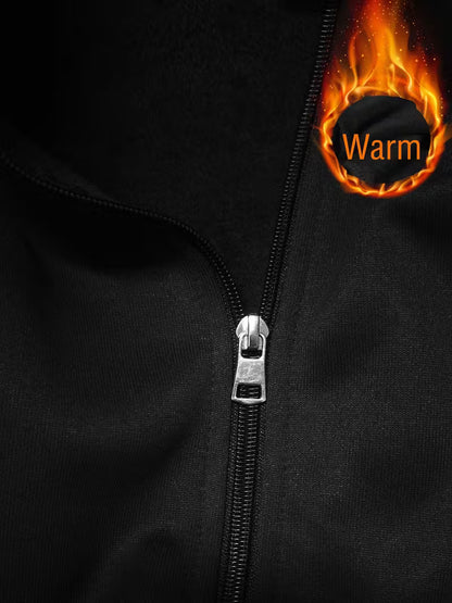 Thermal Hooded Jacket for men – Extreme Cold Weather Winter Coat with SECURITY Print, Thick Insulated Hoodie for Running, Hiking, Cycling, Outdoor Work (Black) - TiDealz