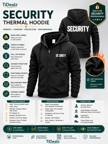 Men's Thermal Security Hooded Jacket Winter Workwear Coat | TiDealz