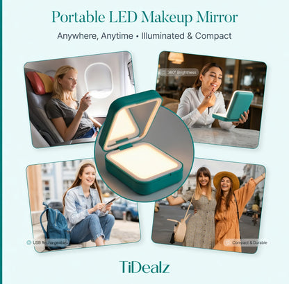 Portable Makeup Case with LED Mirror 3 Light Modes Rechargeable Travel Organizer Touch Control | TiDealz TiDealz