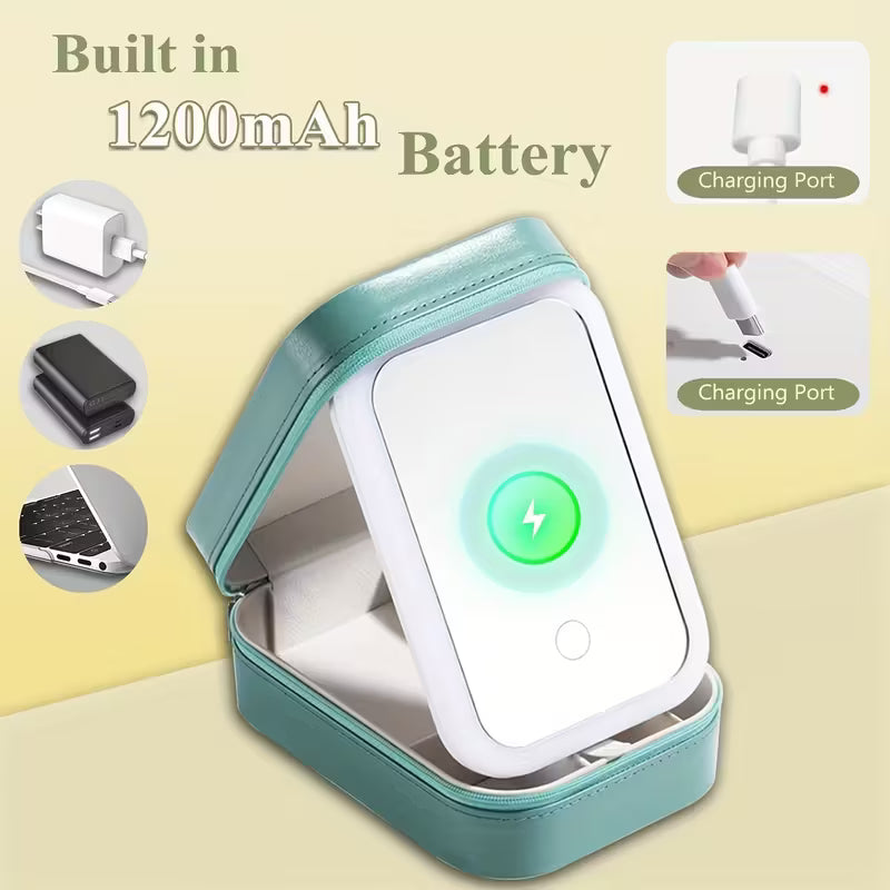 Travel box Small Makeup Bag with LED Mirror & Perfume inside – Portable Vanity Case - TiDealz