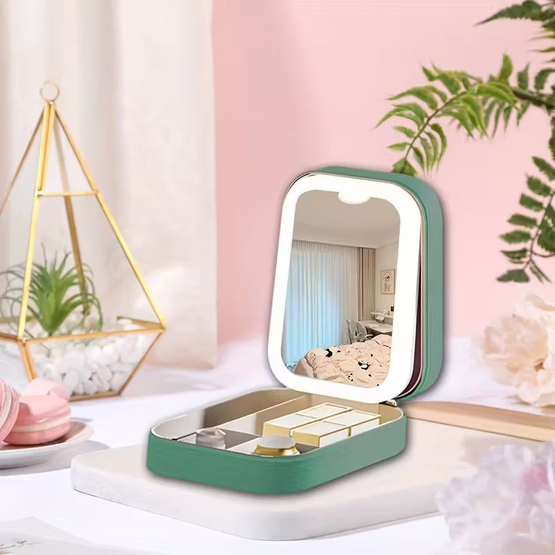 Travel box Small Makeup Bag with LED Mirror & Perfume inside – Portable Vanity Case - TiDealz