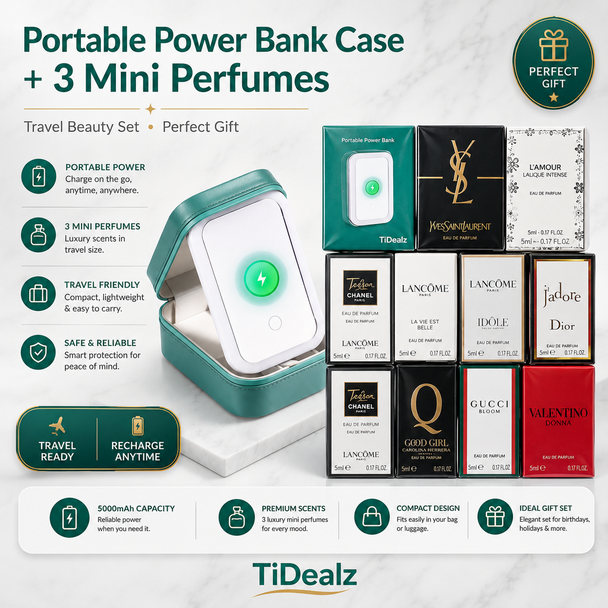 Portable Makeup Case with LED Mirror Rechargeable Travel Organizer | TiDealz