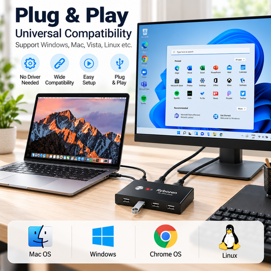 USB Switch for 2 Computers Sharing 4 USB Devices – 2 In 4 Out