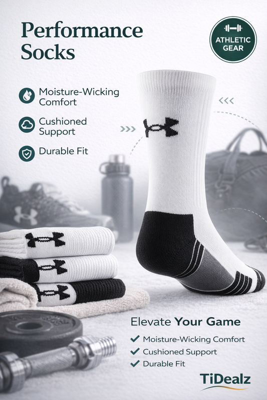 Under Armour Youth Team Crew Sports Socks 1 Pairs – Cushioned Performance Socks for Training (White/Black) | TiDealz - TiDealz