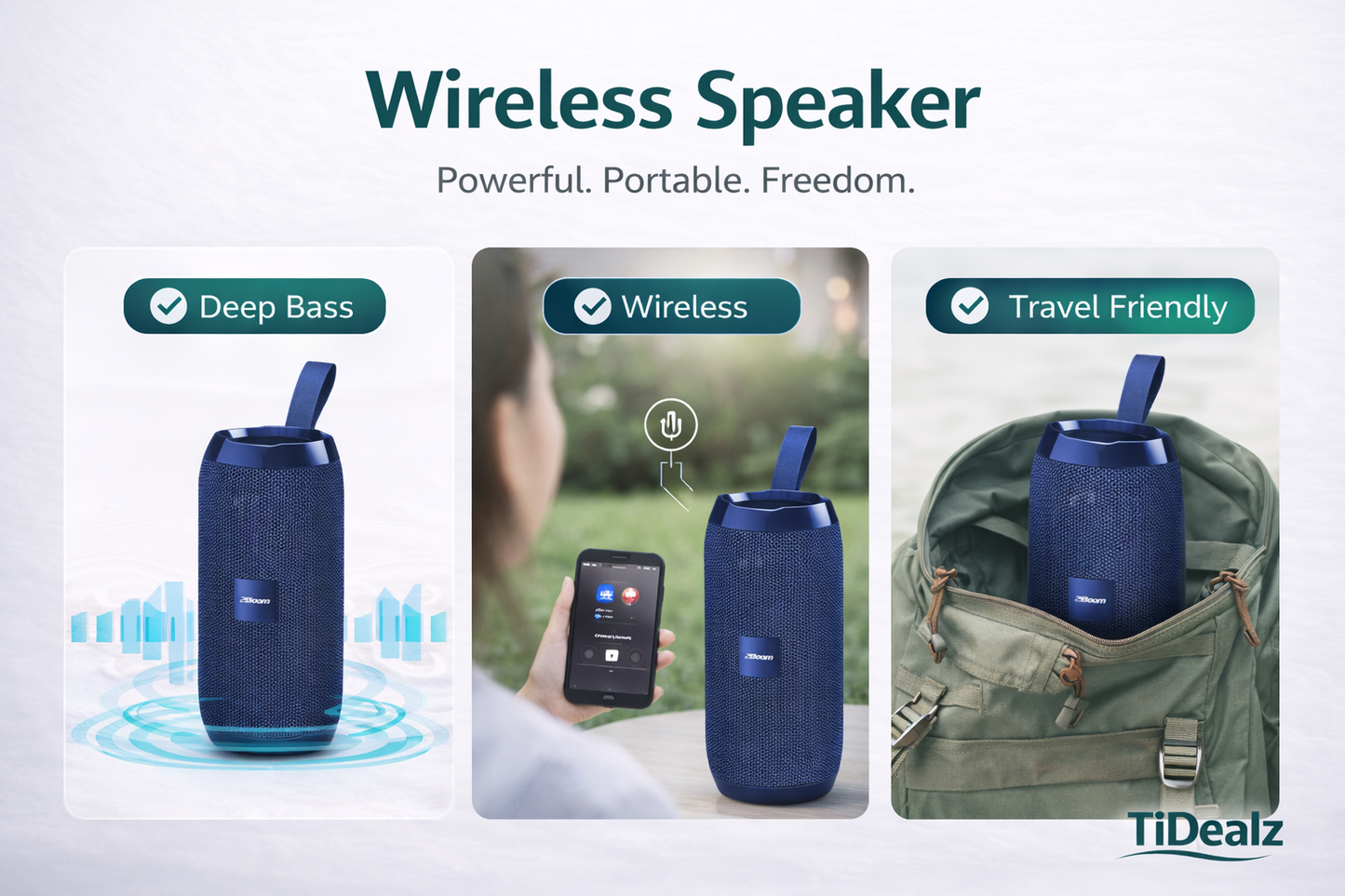2Boom Jammin’ Wireless Portable Speaker Deep Bass Bluetooth 5.3 Travel Speaker Black Red | TiDealz 2Boom