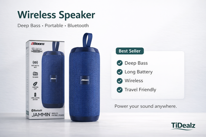 2Boom Jammin’ Wireless Portable Speaker Deep Bass Bluetooth 5.3 Travel Speaker Black Red | TiDealz 2Boom