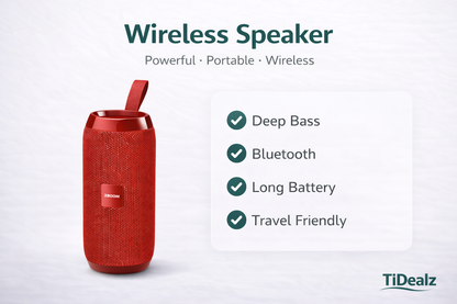 2Boom Jammin’ Wireless Portable Speaker Deep Bass Bluetooth 5.3 Travel Speaker Black Red | TiDealz 2Boom