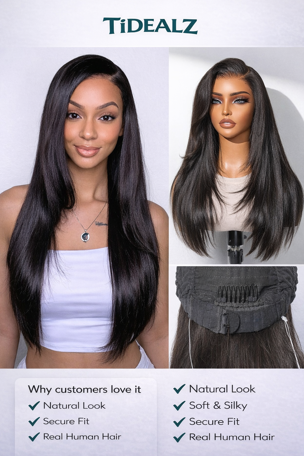 14 Inch Yaki Straight Glueless Lace Front Wig Human Hair – 7x6 HD Lace Wig 200% Density (Natural Black) | TiDealz TiDealz