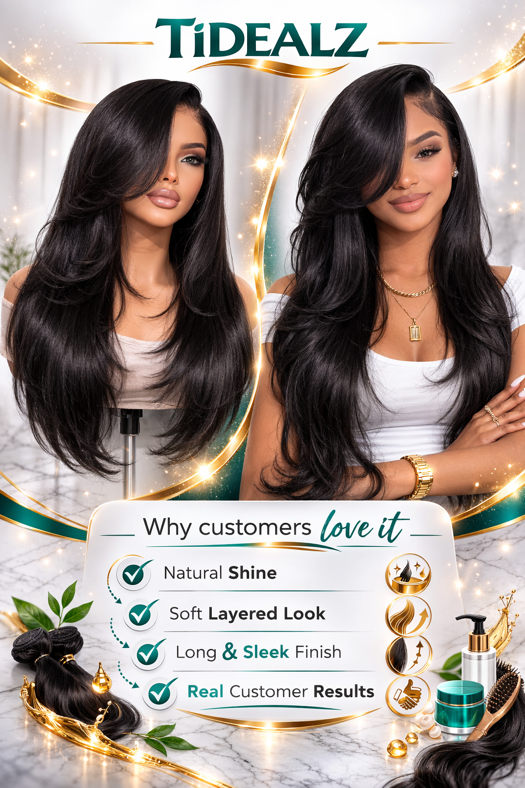 14 Inch Yaki Straight Glueless Lace Front Wig Human Hair – 7x6 HD Lace Wig 200% Density (Natural Black) | TiDealz TiDealz