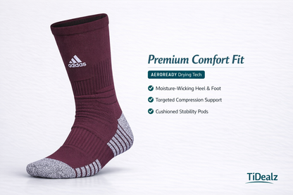 adidas unisex-adult Adizero Football Socks XL – Moisture-Wicking Performance Sports Socks (Maroon/White) | TiDealz Adidas