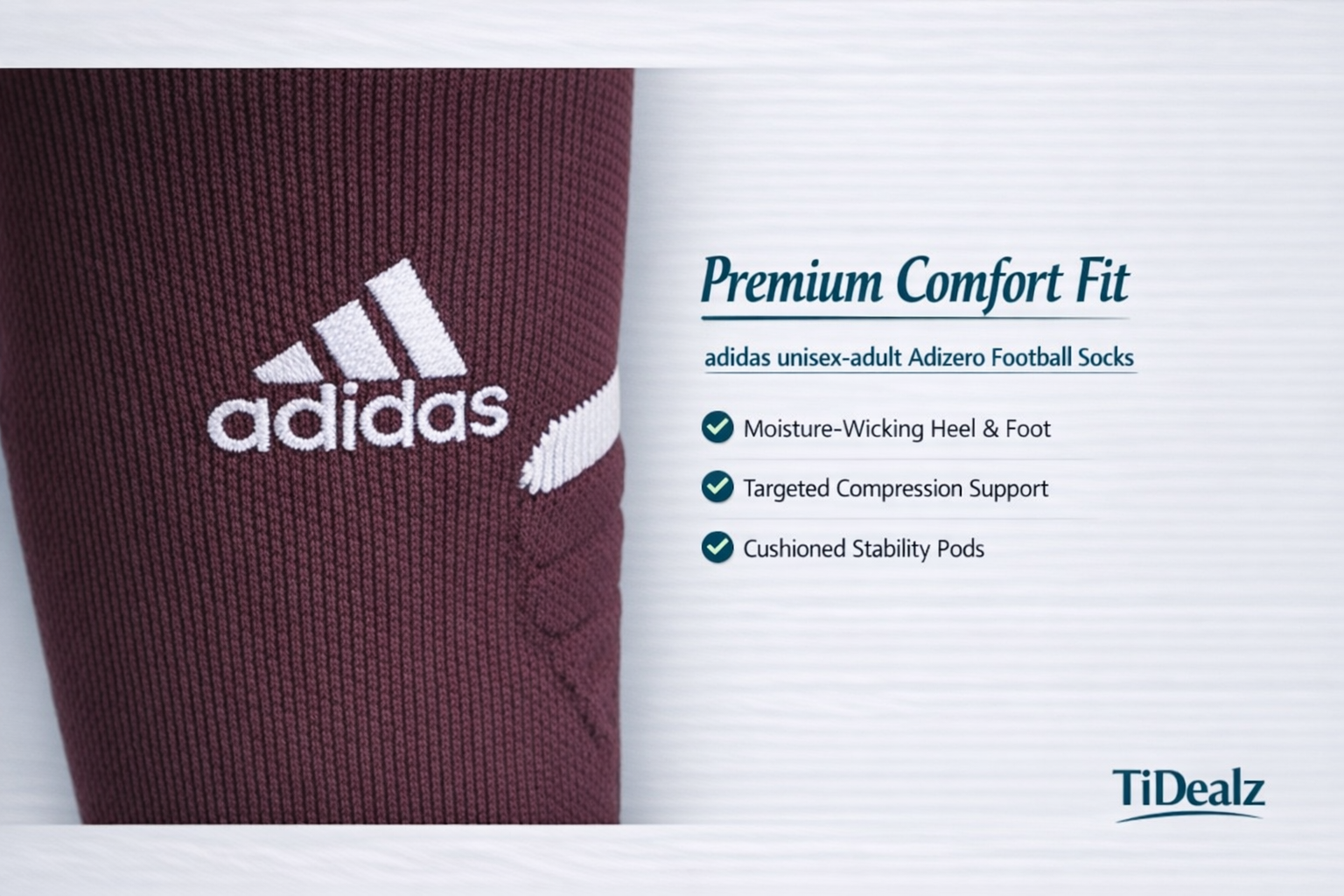 adidas unisex-adult Adizero Football Socks XL – Moisture-Wicking Performance Sports Socks (Maroon/White) | TiDealz Adidas