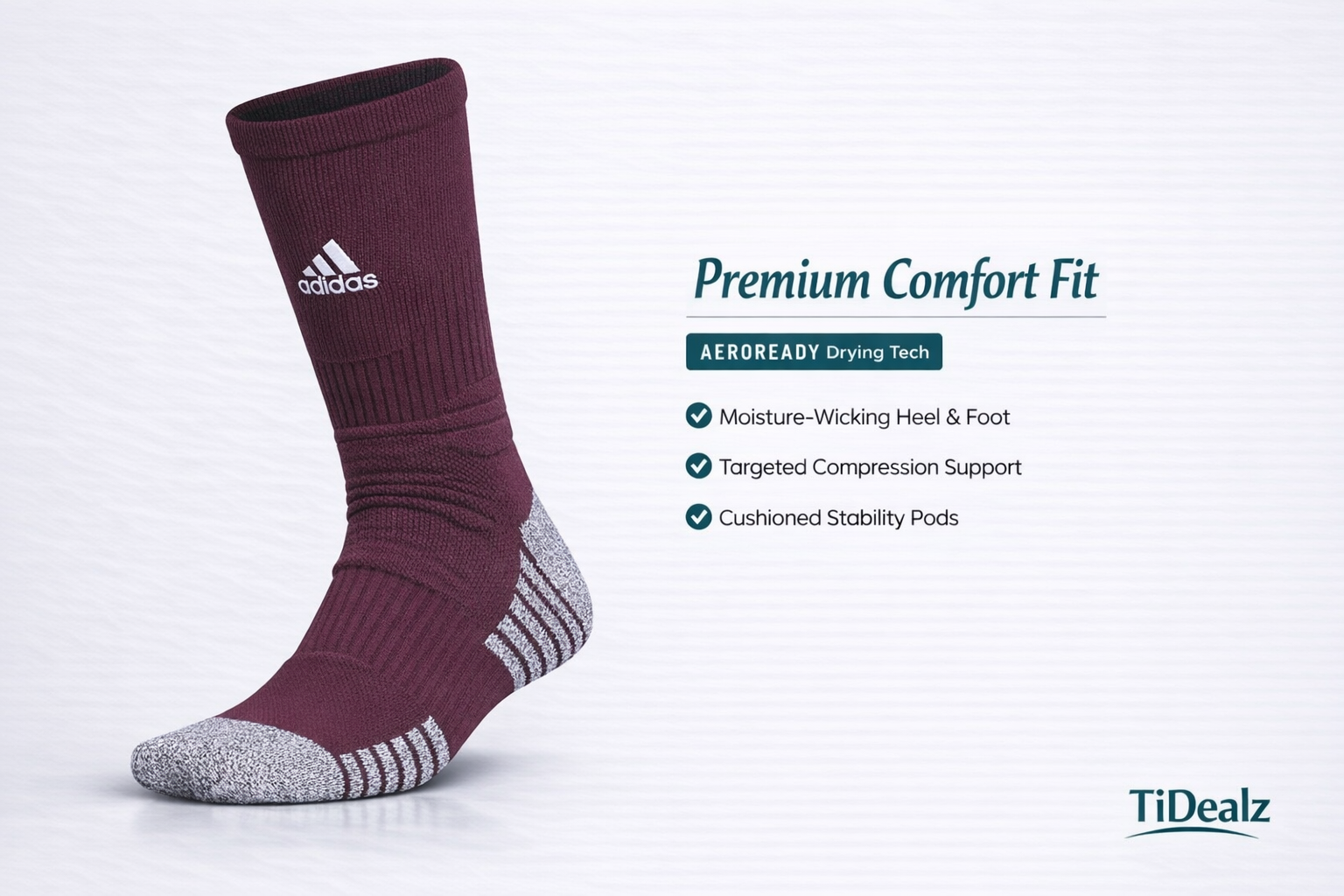adidas unisex-adult Adizero Football Socks XL – Moisture-Wicking Performance Sports Socks (Maroon/White) | TiDealz Adidas