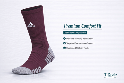 adidas unisex-adult Adizero Football Socks XL – Moisture-Wicking Performance Sports Socks (Maroon/White) | TiDealz Adidas
